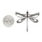 Antiqued Silver Plated Brass Vintage Dragonfly Pendant with Cut-Out Wings and Four Rings - One - S-P107